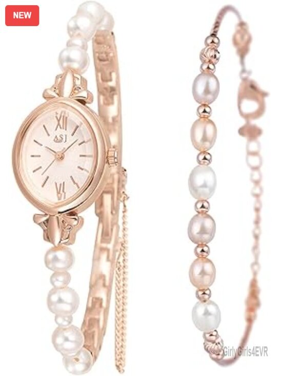 Dainty Pearl Watch and Bracelet Set for Women, Analog Quartz, Dress Watch main image 7